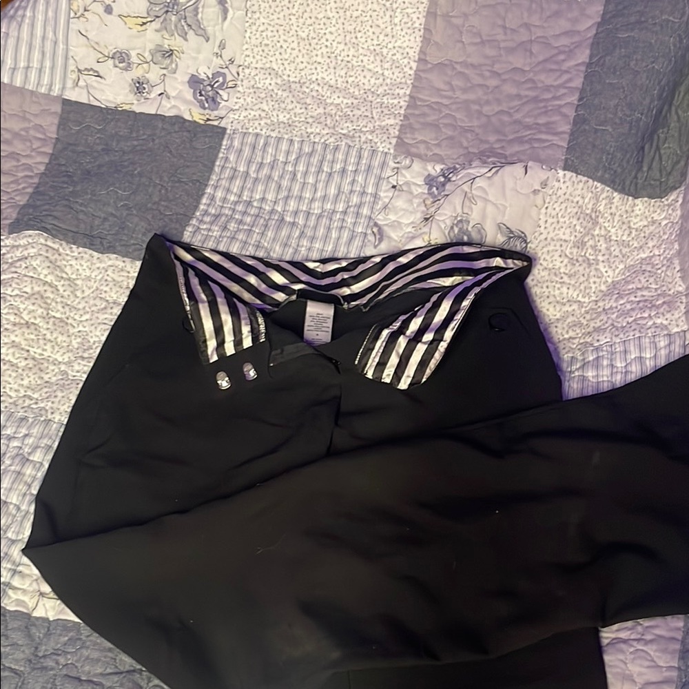 Chic Black Pants with Striped Waistband